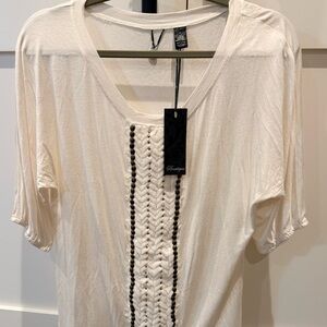 Buckle Ivory Top with Black Bead Accents